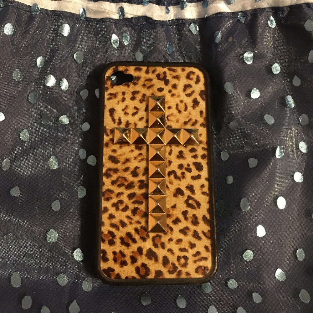 iPhone 4 4s Cross Cheetah Print Phone Case